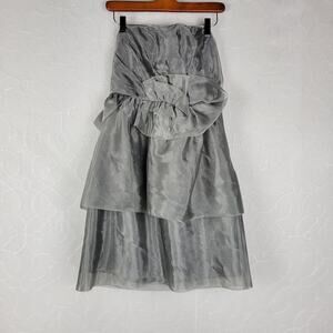 The Limited Event Women's Dress 6 Silver Strapless Organza Party Prom Cocktail